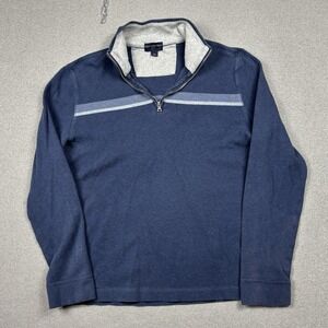Banana Republic Long Sleeve 1/4 Zip Pullover Mens Medium Blue Striped